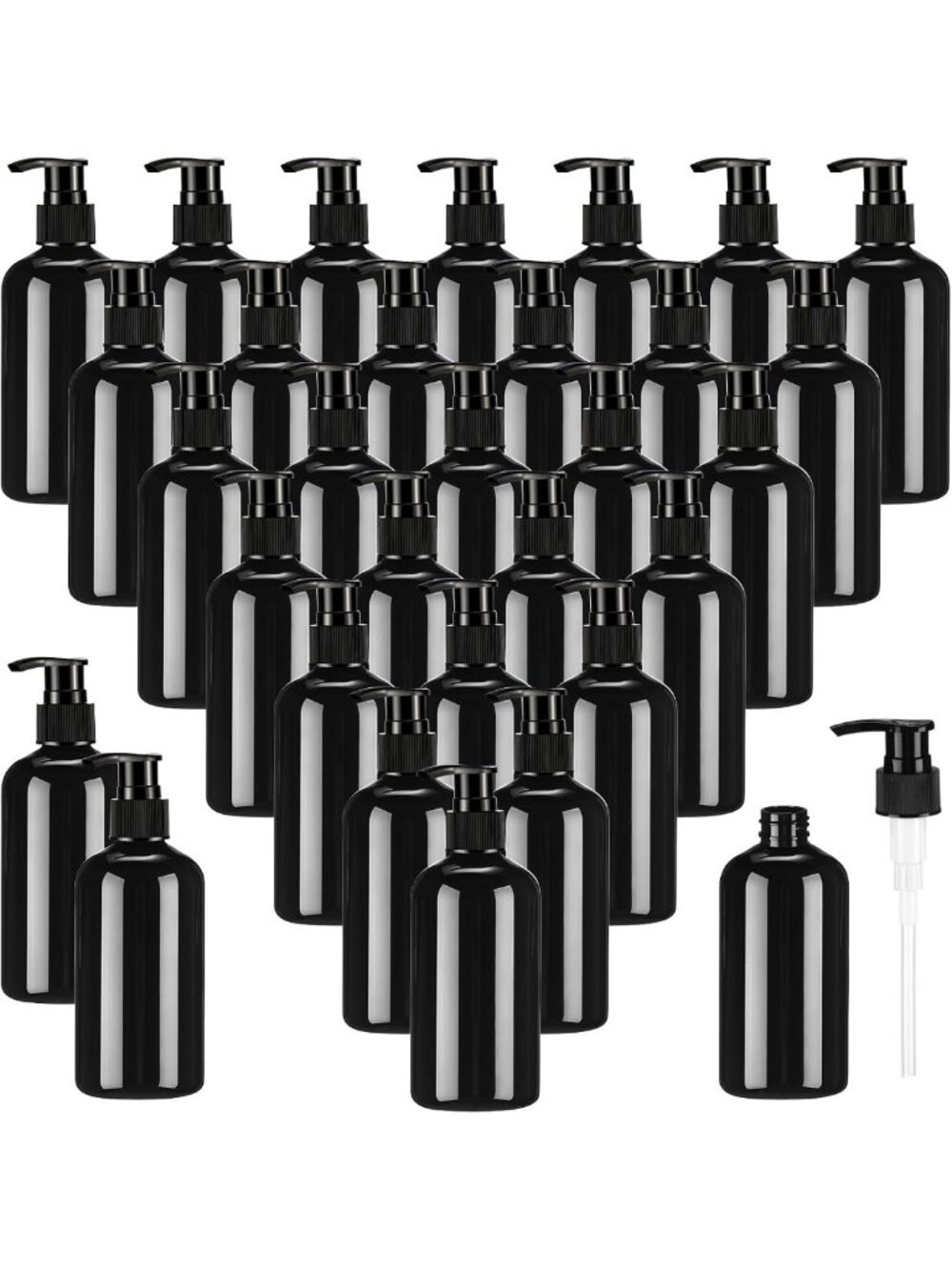 32 Pcs Black 8 oz Plastic Pump Bottles for Lotion, Shampoo & Liquid Soap
